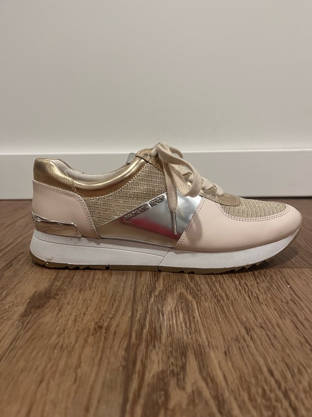 Michael Kors MK Allie Gold Silver Trainer Sneakers - Picture 8 of 14